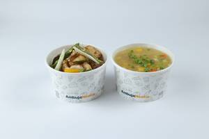 Peppered Cottage Cheese With Golden Garlic + Sweet Corn Veg Soup