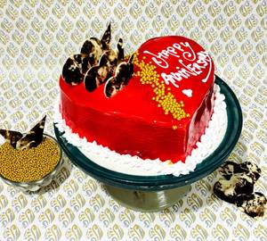 Strawberry Heart Anniversary Cake