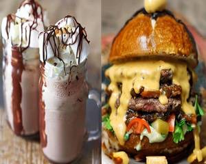 Beef Burger + Chocolate Shake