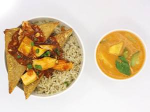 Thai Red Curry With Chickpea Tempeh And Herbed Fried Rice