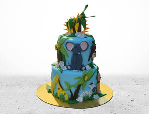 Two Tier Stunning Jungle Theme Cake
