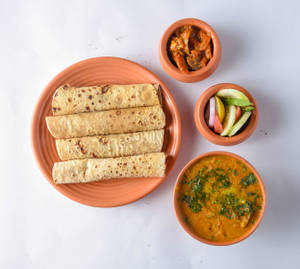 Dal Fry + 4 Butter Tawa Roti + Chaach + Papad