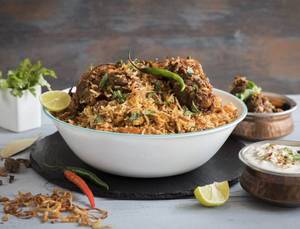 Chicken Biryani Served With Raita