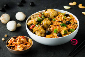 Malaysian Black Olive Rice + Crispy Mushroom Golden Garlic.