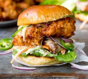 Fried Chicken Burger With Double Cheese