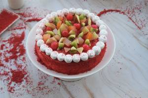 Eggless Red Velvet Fruit Cake