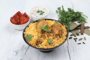 Hyderabadi Chicken Biryani with Kebab