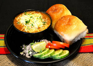 Cheese Pav Bhaji ( Serves 1 )