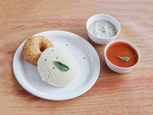 Idli (1 Pcs) + Vada (1 Pcs) + Sambar & chutney