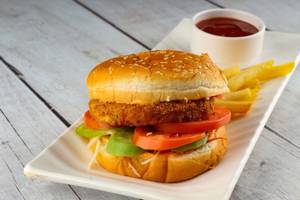 Aloo Tikki Burger + French Fries