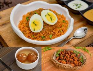 Arcot Biryani Rice with Egg + Chicken Kebab + Garam Gulab Jamun (2pc)