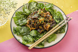 Exotic Mushrooms Soy Garlic With Crispy Pokchoy