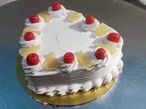 Eggless Pineapple Heart Shape Cake                                                           