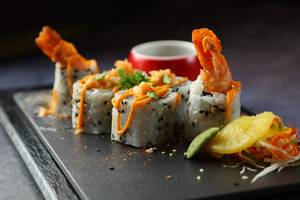 Shrimp Tempura, Asparagus, Shrimp Salsa, Spicy Miso