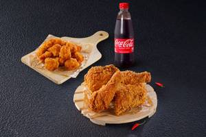 Hot & Crunchy Fried Chicken (4 pcs) + Sides + Beverages