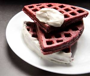 Red Velvet With White Chocolate Waffles