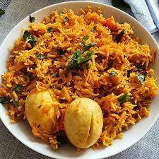 Egg biryani with salad