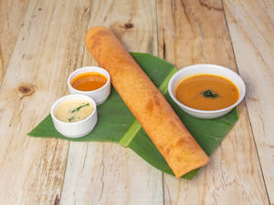 Masala Dosa(served with sambar and chutney)