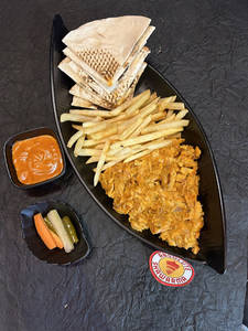 New Spicy Shawarma On Plate With Fries