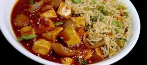 Veg Fried Rice With Chilli Paneer [4 Pieces]
