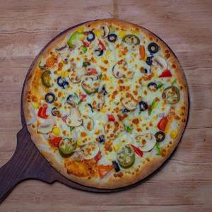 Cheese Onion Cap Mushroom Pizza