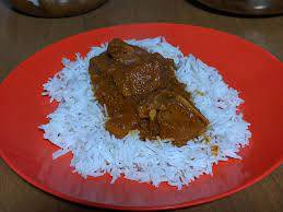 White rice with mutton curry