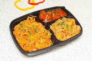 Fried Rice , Hakka Noodles  & Manchurian Gravy  Meal