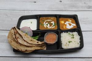 Paneer Makhani  + Matar Mushroom/ Mix Veg + Rice + Raita + 2 Roti + Gulab Jamun