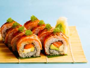 Flaming Salmon Sushi Roll