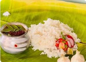 Rice with Rasam and Pickle