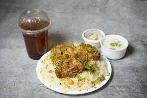 Chicken Lucknowi Biryani With Lemon Iced Tea