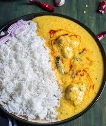 Curry pakoda with rice                                                                                                             