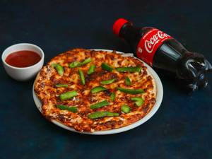 Capsicum pizza + Cold beverage          
