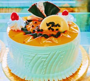 Mango Jelly Fresh Cream Cake [Eggless]
