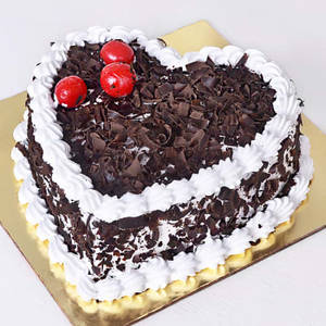 Black Forest Heart Shape Cake (Eggless)
