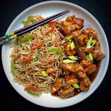 Egg Fried Noodles With Chicken Manchurian