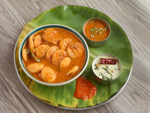 Button Idli(10-12pcs)(Served with Chutney and Sambar)