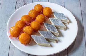 Motichoor Laddu [10 Pieces]+Kaju Barfi [10 Pieces]