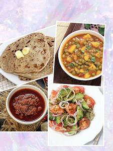 Aloo Matter (250 Ml)+3 Pcs Butter Parantha+ Salad+ Lasun Chutney