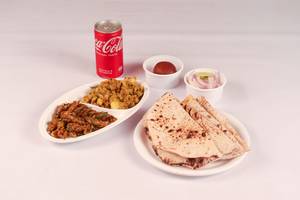 Bhindi Kurkure +  Aloo Masala + 4 Tawa Roti + Sweet + Onion + Cold Drink Can