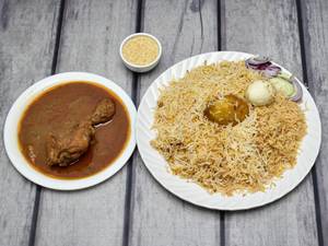 Egg Biryani With Chicken Chaap