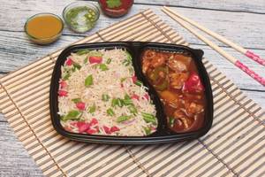 Chilly Chicken Gravy With Veg Fried Rice