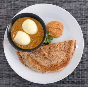Egg Curry Mini Meal With Multigrain Dosa Served With Palli Chutney