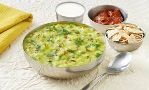 Palak Khichdi + Curd + Pickle + Papad