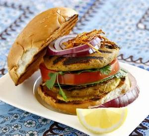 Chicken kebab burger