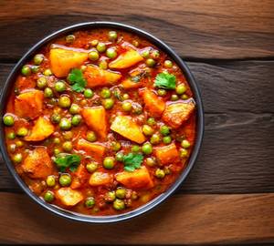 Aloo Matar Ki Subzi+pyaaz+ chutney