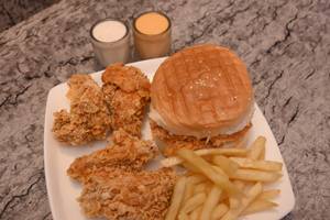 Grilled Chicken Burger + Lollipop (2pcs) + Wings(2pcs)+ Fries (15 Pcs) +  Mayo (2pkt)