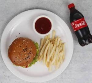 veg crispy burger + fries + coke 250 ml