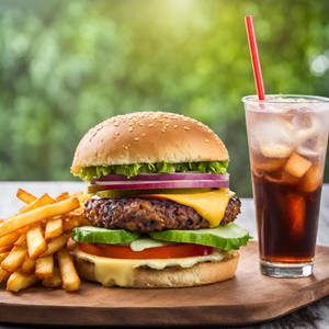 Veg Cheese Burger + Fries (m) + Coke