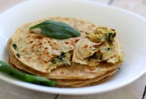 Jain Cheese Corn Spinach Paratha 